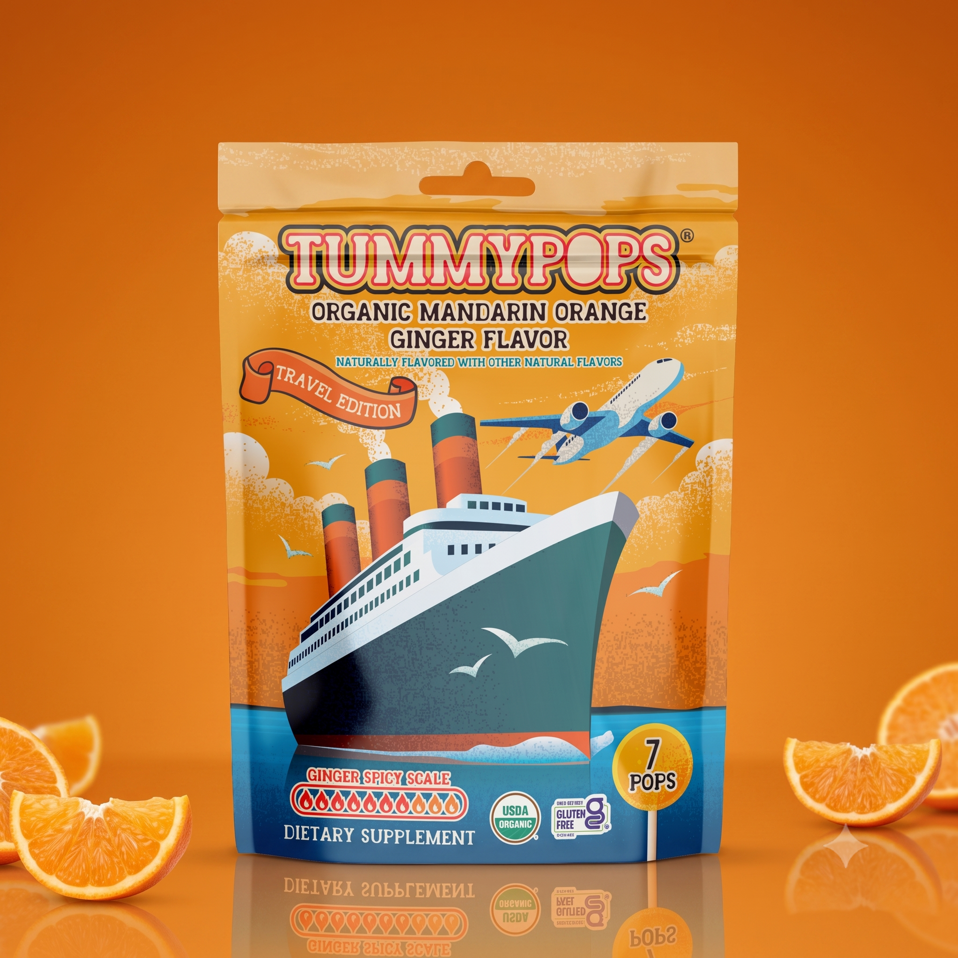 Mandarin Orange Ginger Tummypops Travel Edition, 7 ct | Organic