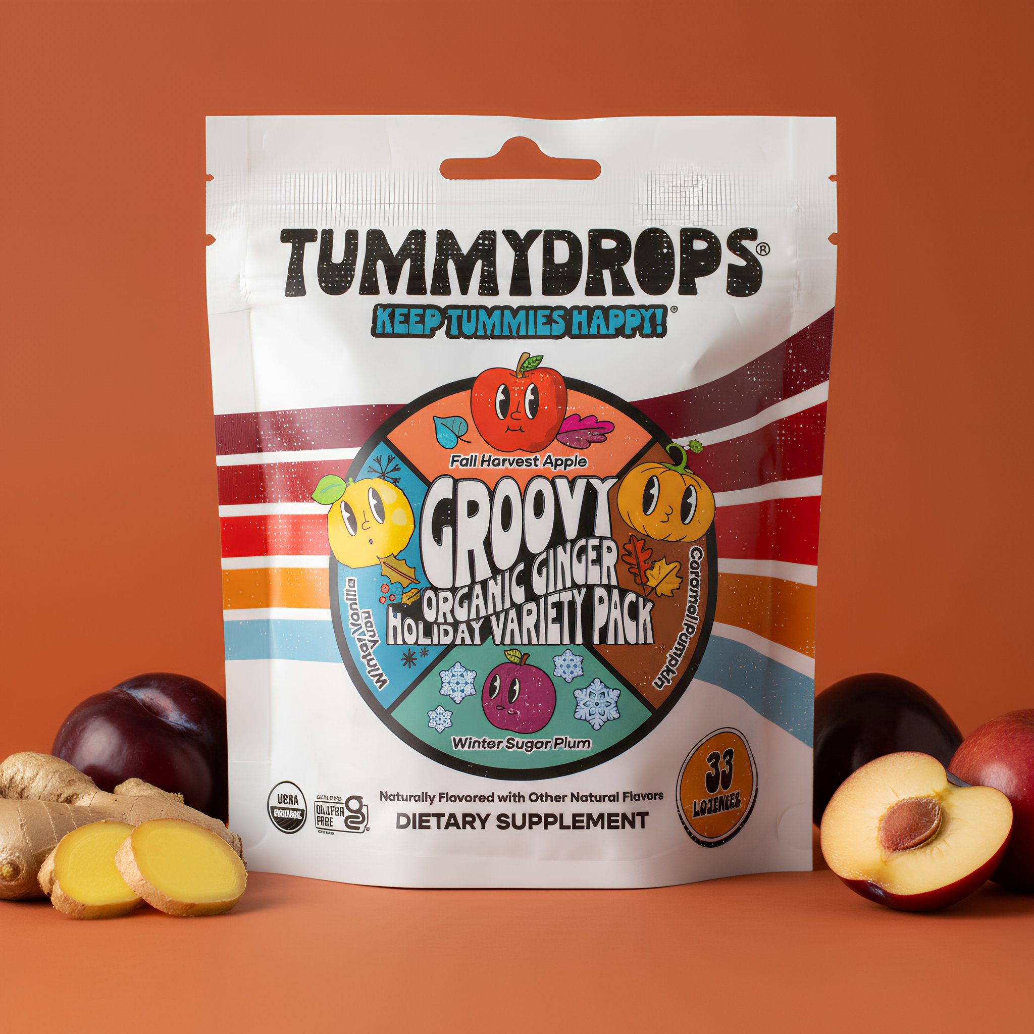 Groovy Ginger Holiday Variety Pack Tummydrops, 33 ct