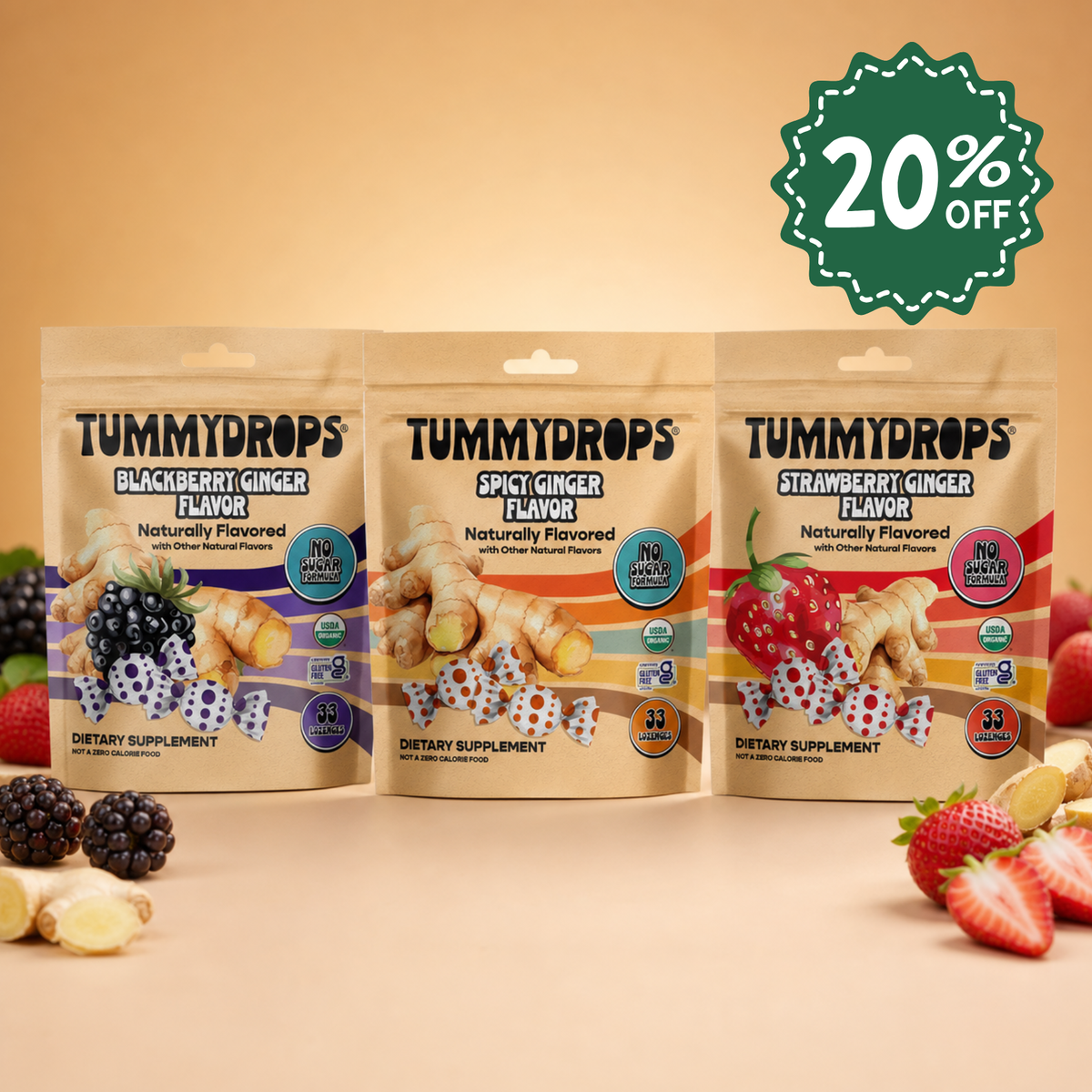 The No Sugar Organic Ginger Tummydrops Collection - BUNDLE & SAVE 20%