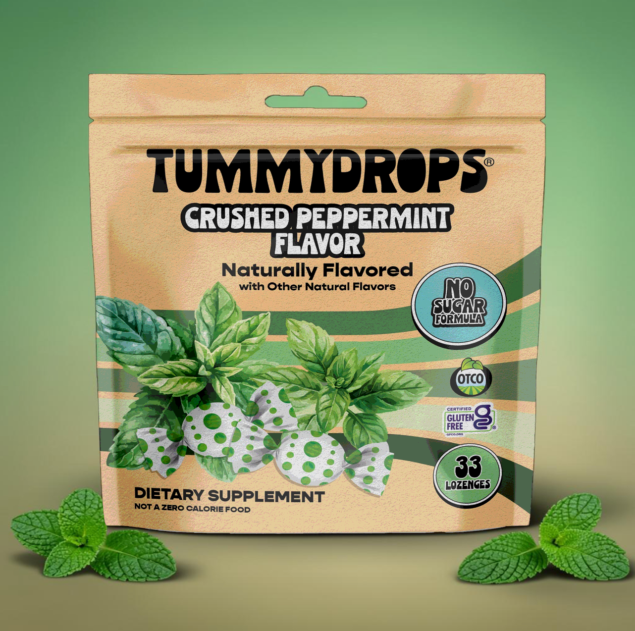 No Sugar Crushed Peppermint Tummydrops, 33 ct