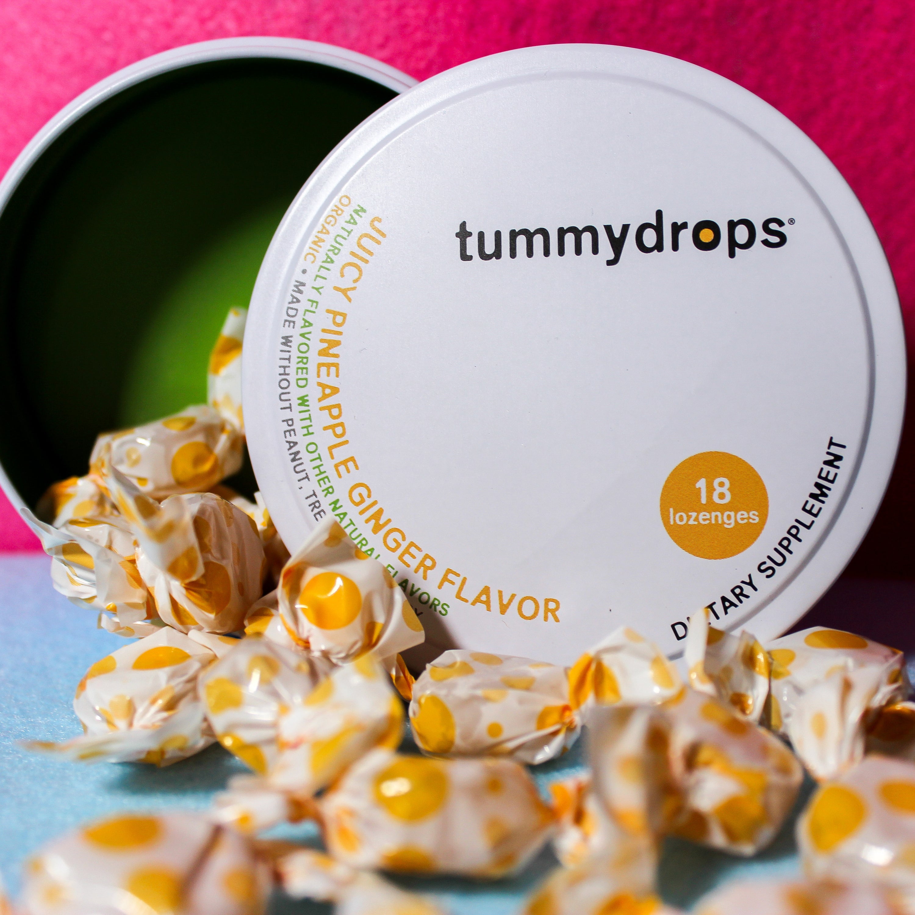 Juicy Pineapple Ginger Tummydrops, 18 ct