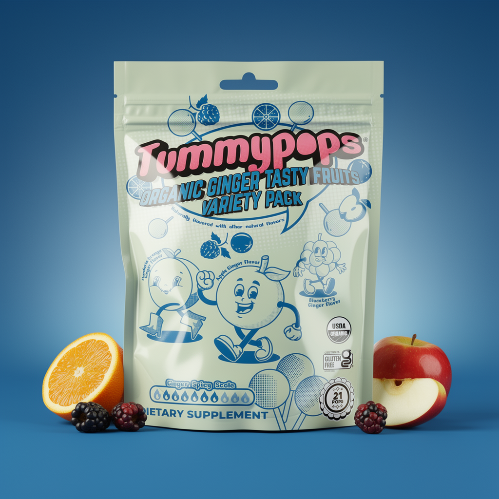 Tasty Fruits Ginger Variety Pack Tummypops, 21 ct
