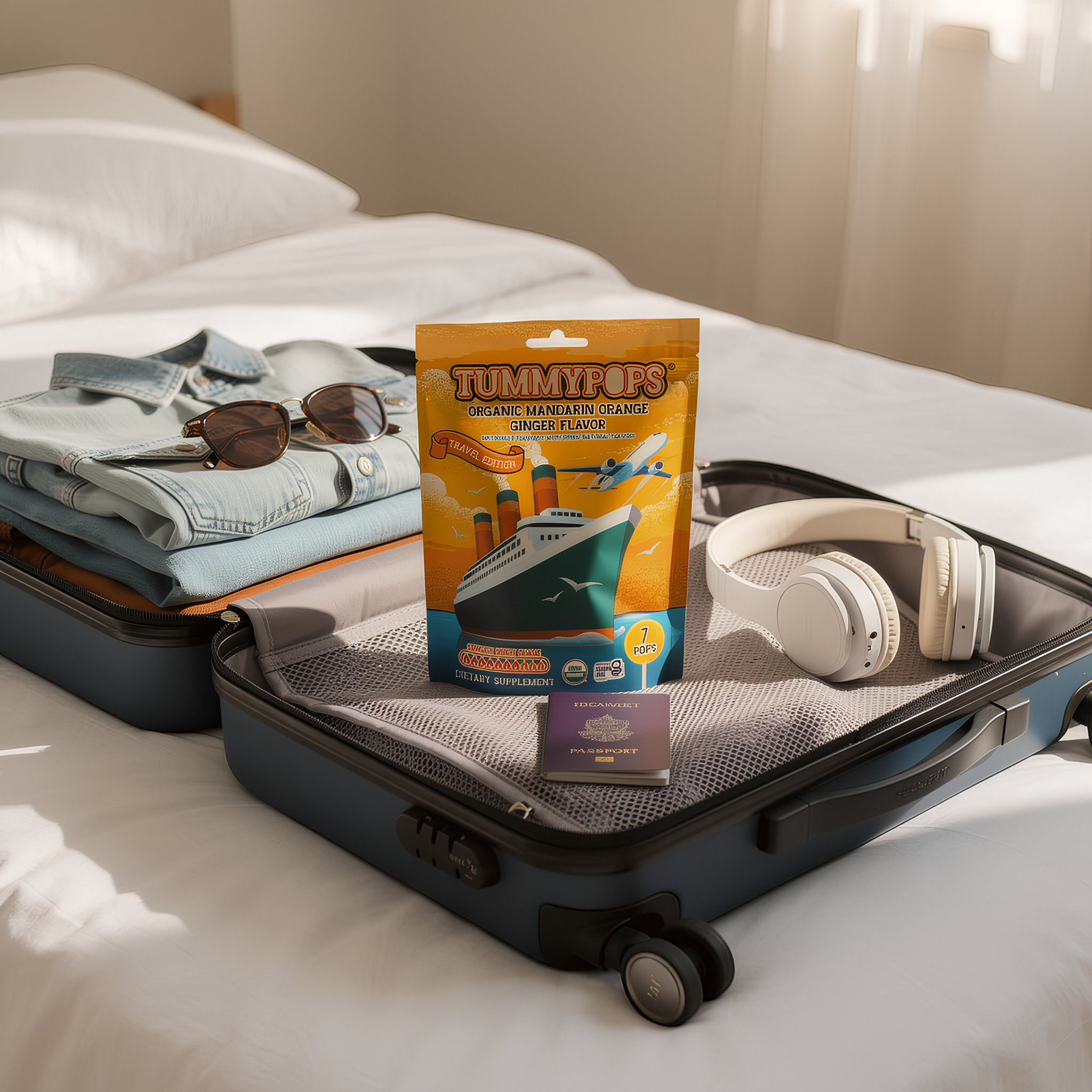 Travel Edition Mandarin Orange Ginger Tummypops, 7 ct